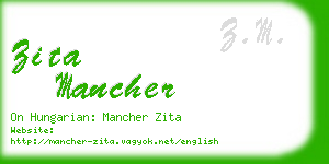zita mancher business card